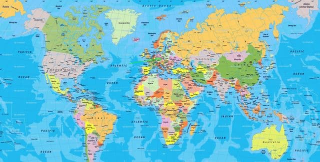 世界地図上のフランクフルトの位置