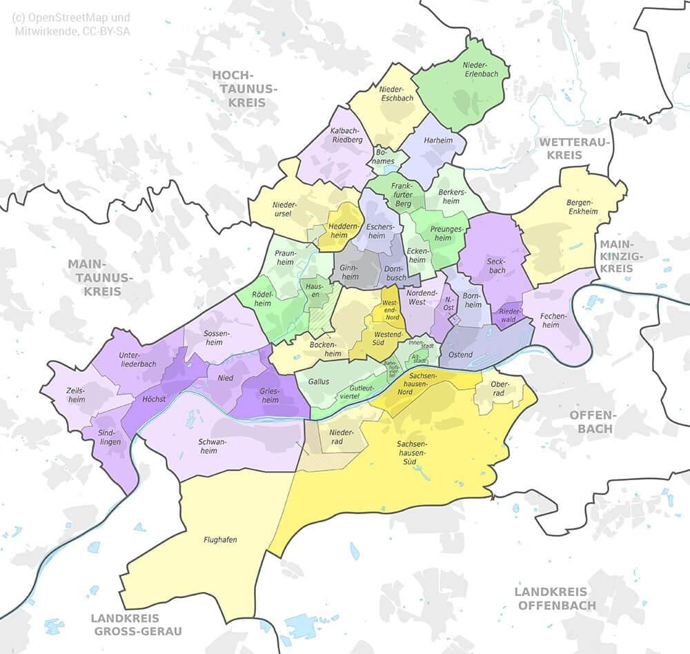 フランクフルトの地図