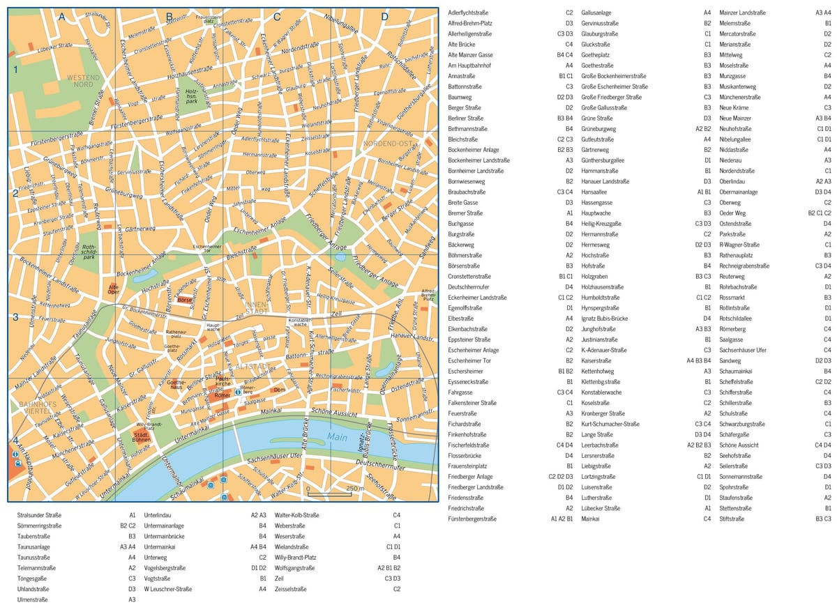 フランクフルトの街並みの地図